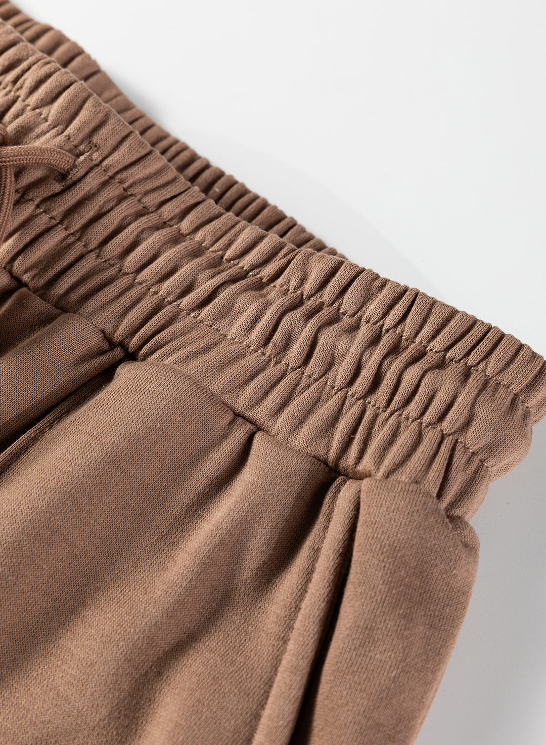 Dark Khaki Polo Collar V Neck Pullover and Drawstring Sweatpants Set