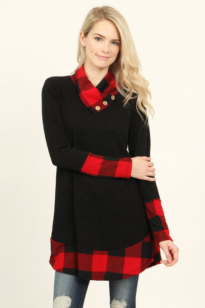 Plaid Accented Sweater Tunic