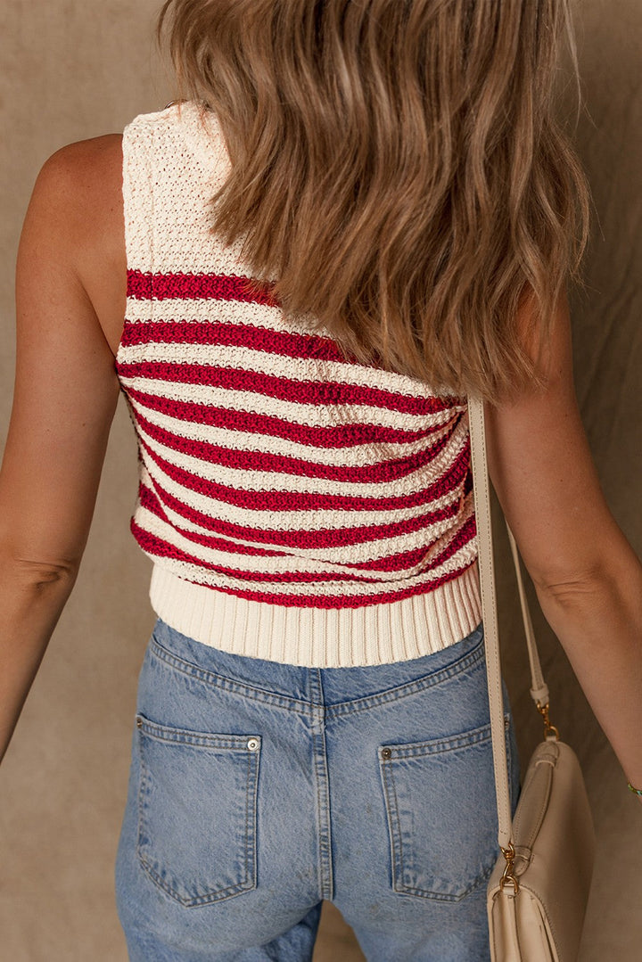 Robin Textured Knit Ribbed Hem Sweater Tank Top
