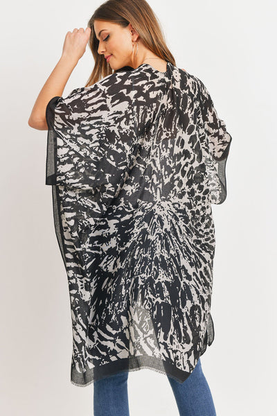 Hdf3164 - Abstract Print Open Front Kimono