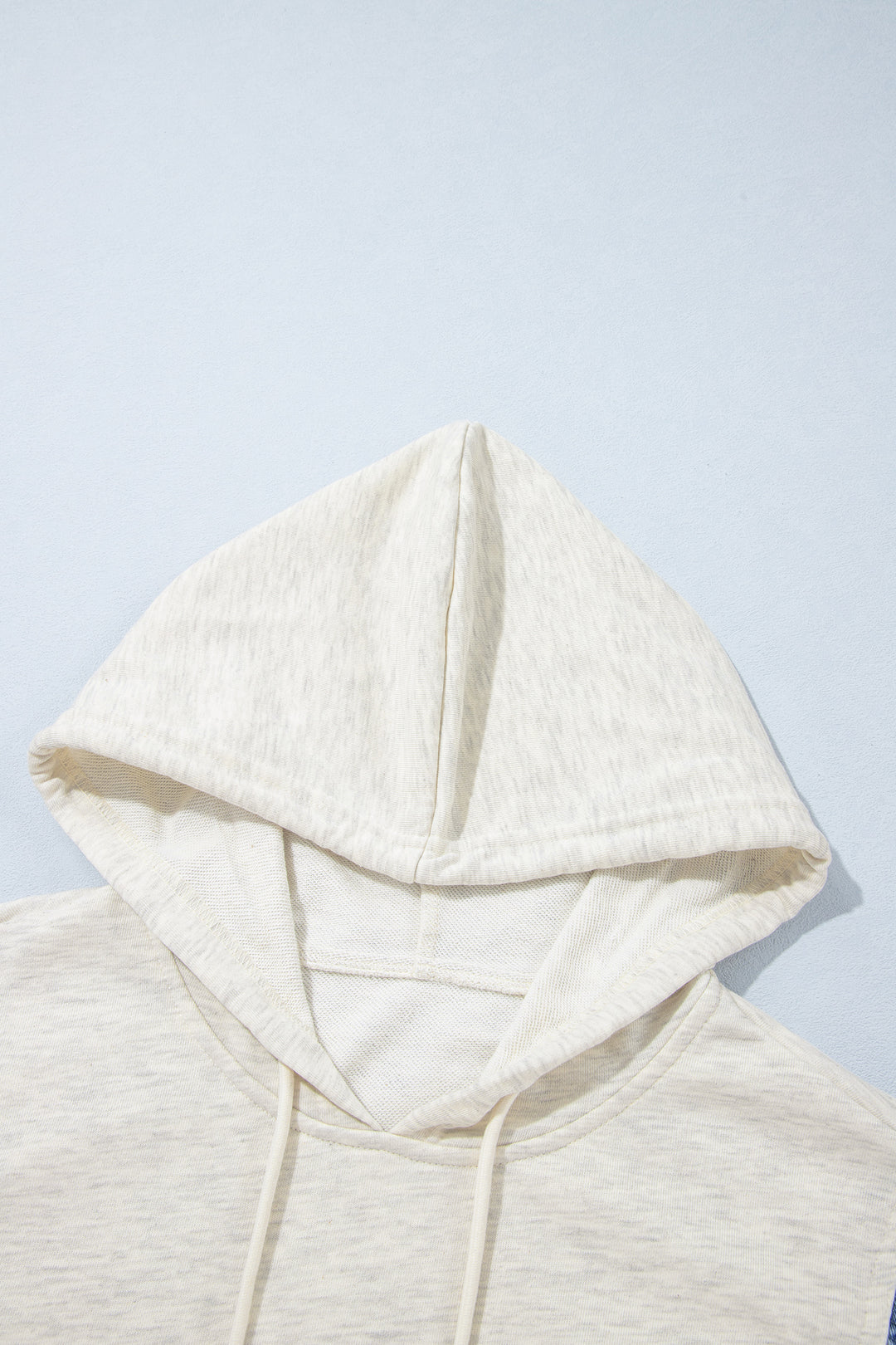 Light Grey Colorblock Denim Sleeve Tunic Pullover Hoodie