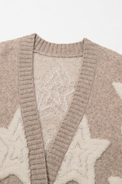 Sherpa Star V-Neck Cardigan with Pockets