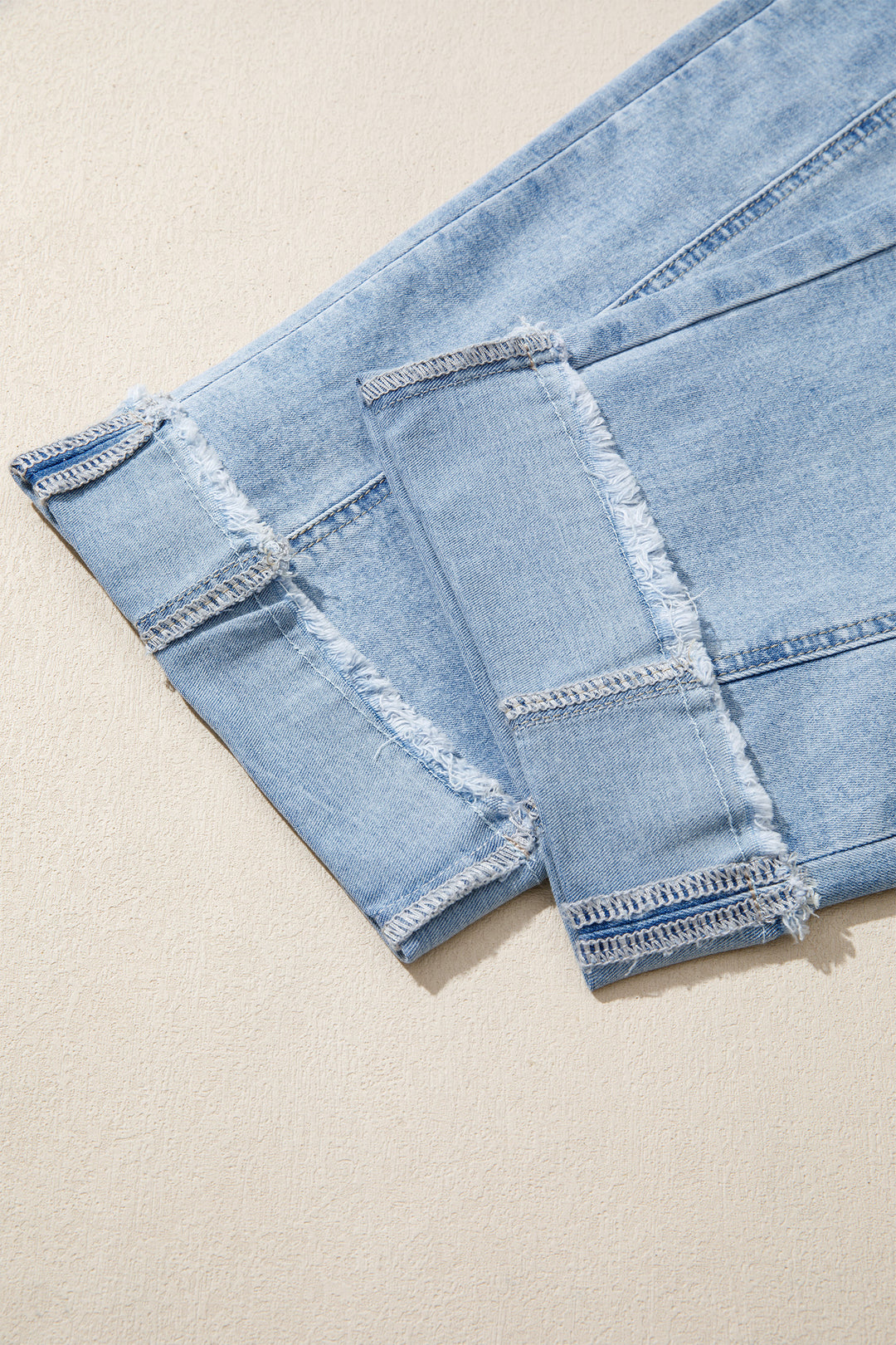 Sail Blue Raw Hem Turnup Loose Ankle-length Jeans