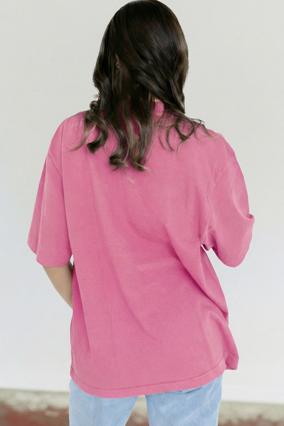 Black Solid Color High Neck Oversize Tee