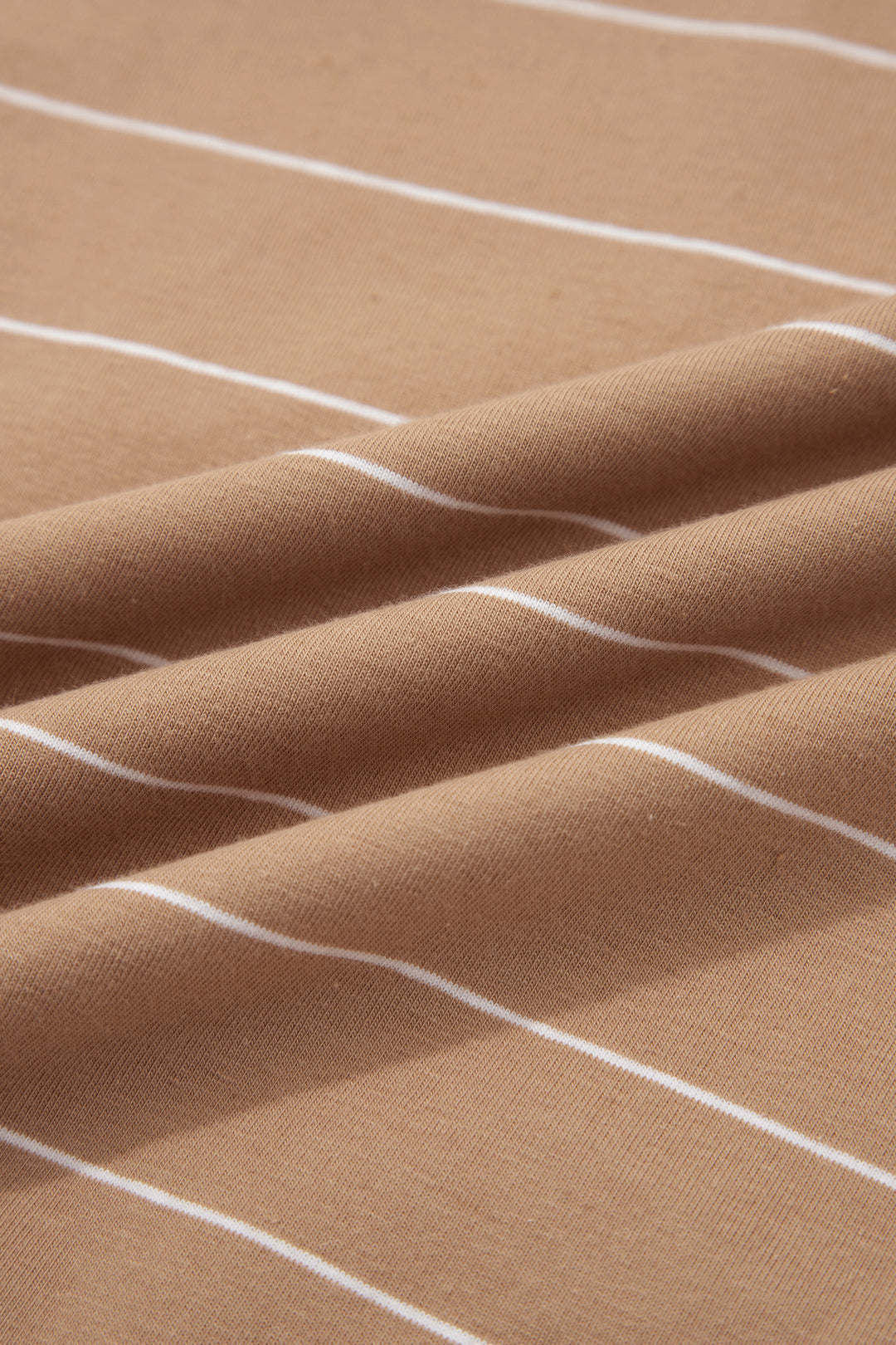 Khaki Stripe Casual Short Sleeve Side Slit Maxi T Shirt Dress