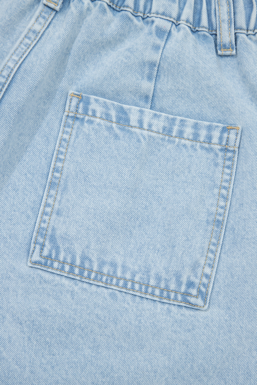 Beau Blue Studded Side Slit Leg Frayed Pocketed Wide Leg Jeans