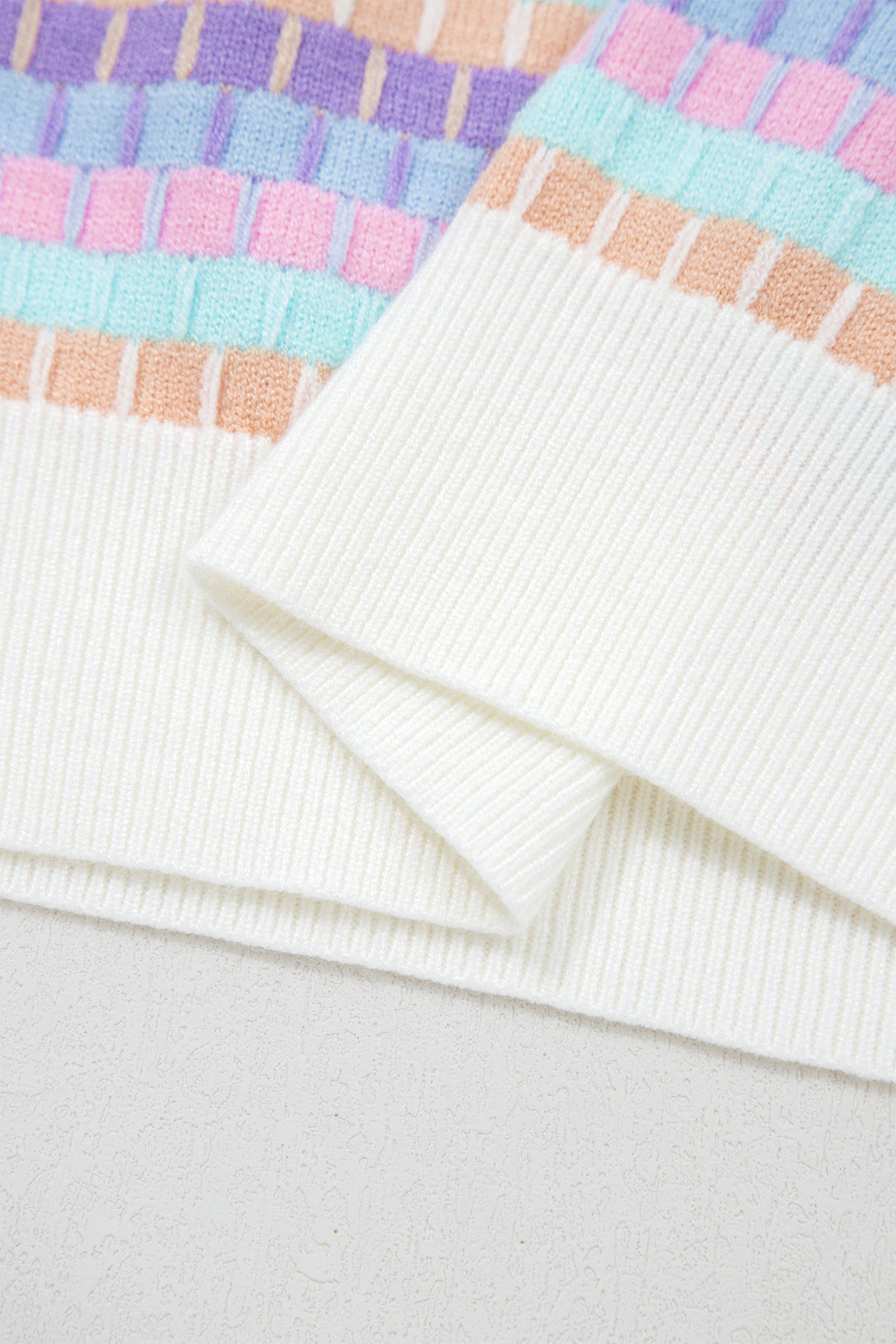 Orange Abstract Striped Knit Short Sleeve Sweater