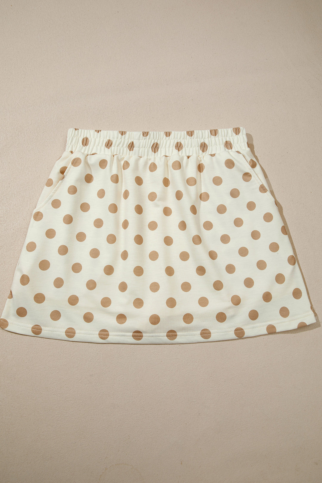 Khaki Polka Dot Hooded Long Sleeve Top Casual Mini Skort Set
