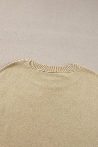 Parchment Solid Loose Crew Neck Fleece Sweatshirt