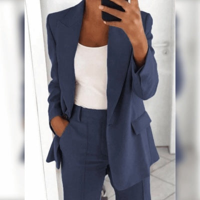 Lapel Blazer &amp; Slim-Fit Trousers Two-Piece Suit – 10 Colors XS–5XL