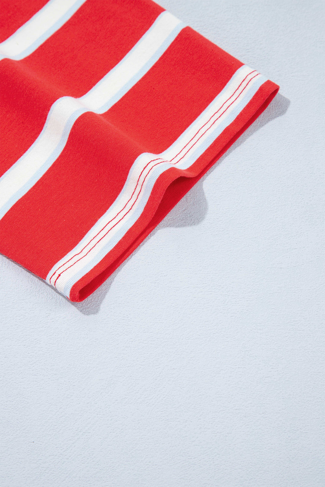 Racing Red Striped Bow Tie Hollowed Back 7/8 Sleeve Casual T-Shirt