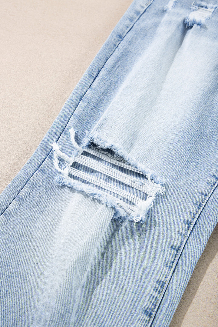 Saige Wash Distressed Straight Jeans
