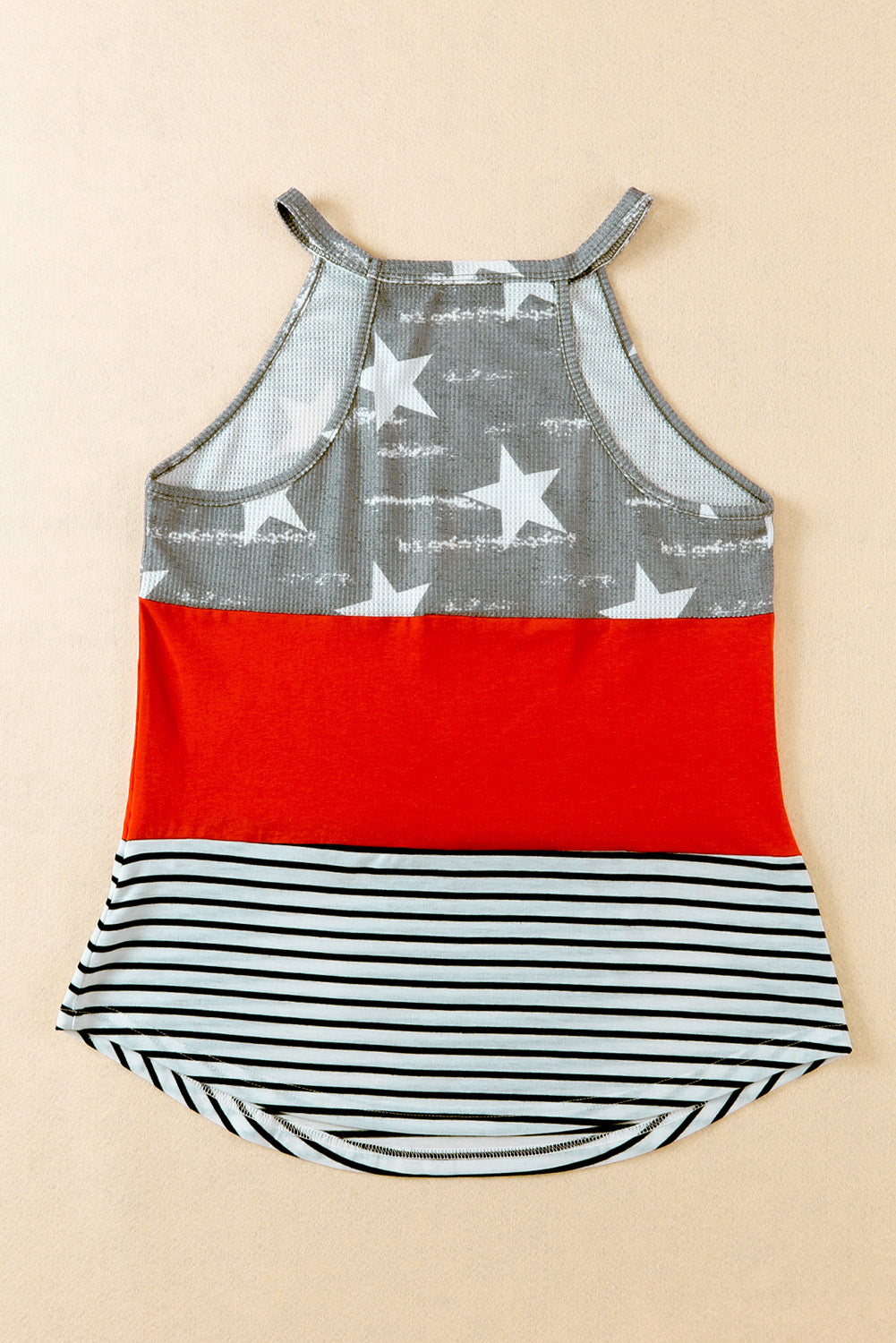 Multicolor American Flag Color Block Sleeveless Top