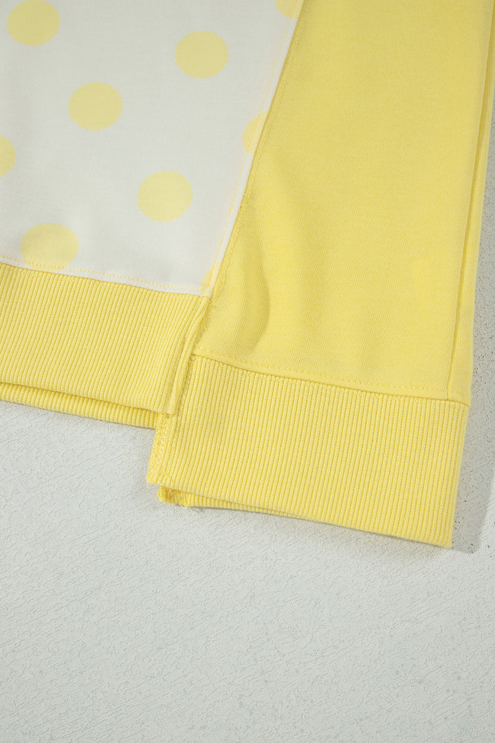 Pink Color Block Patchwork Polka Dot Wide Leg Pant Set