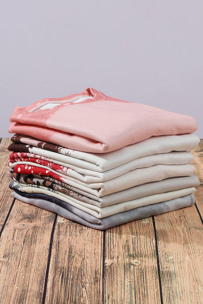 Pink Bleached Round Neck Pullover Sweatshirt