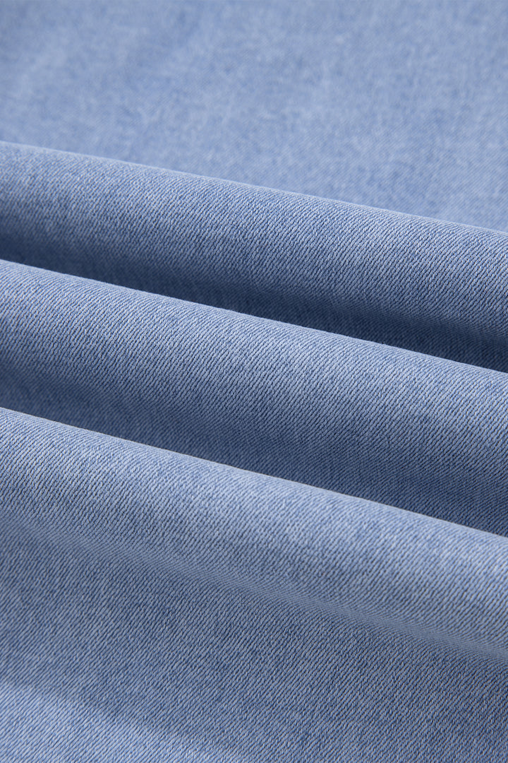 Beau Blue Contrast Stripe Frayed Side Panel Patchwork Shift Jeans