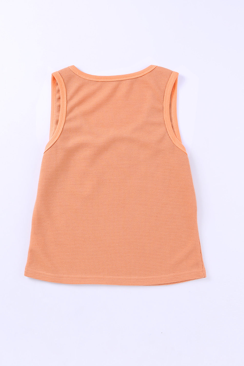 Pink Plain Waffle Knit U Neck Tank Top