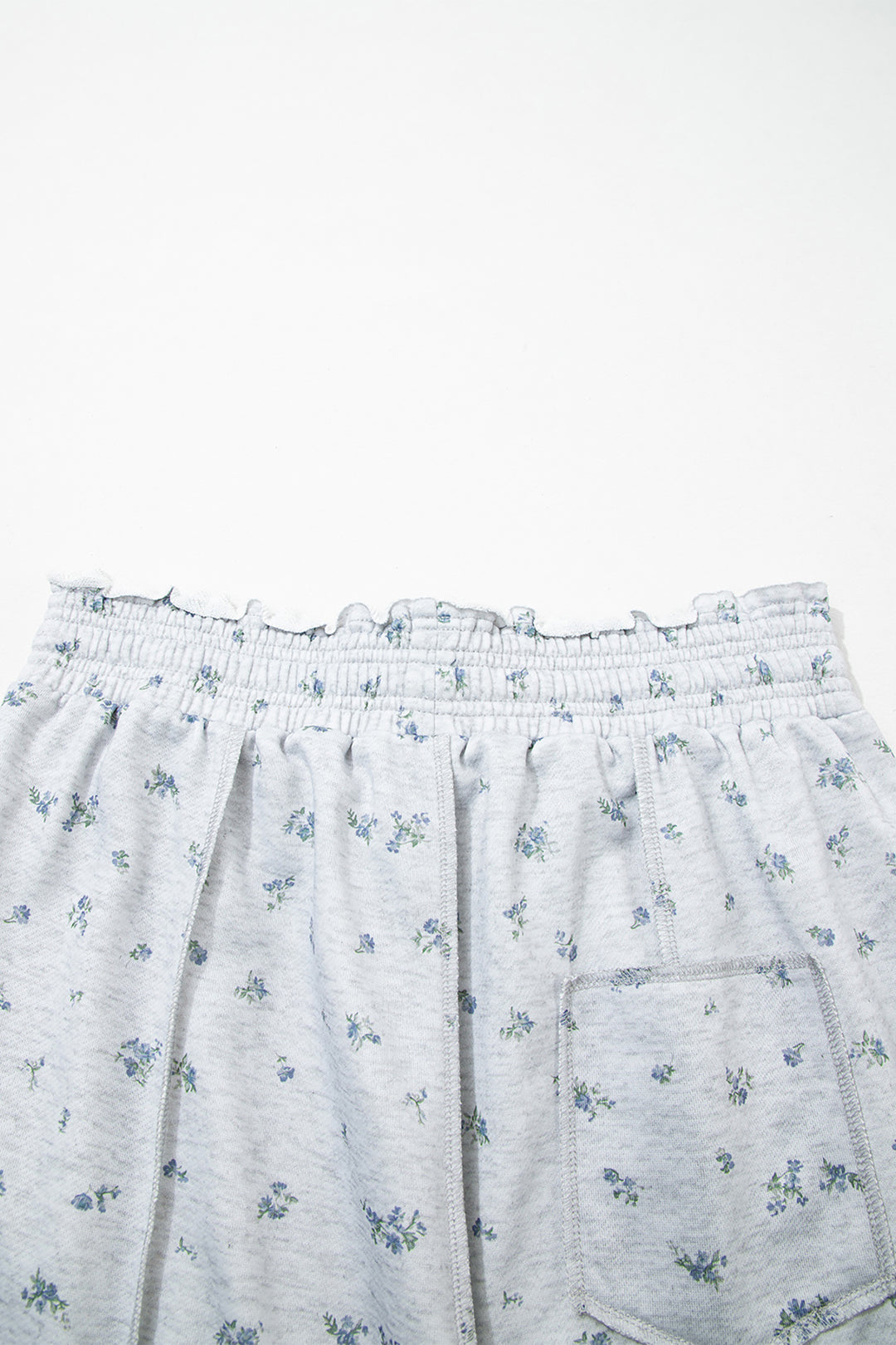 Gray Floral Print Elastic Waist Regular Fit Pants