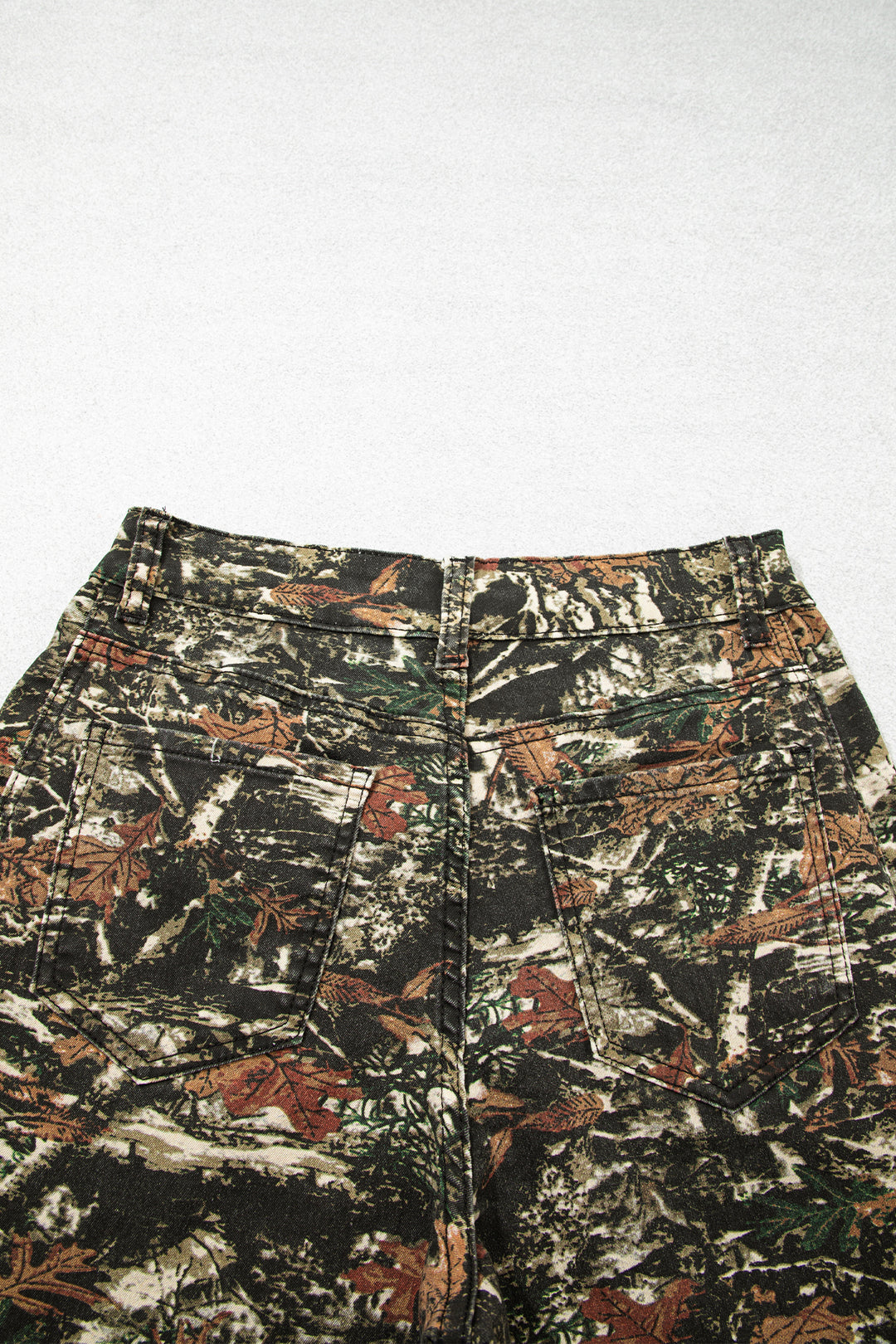 Multicolour Western Woodland Camouflage Straight Leg Shift Jeans