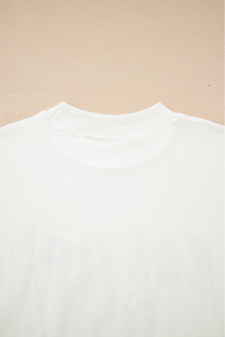 Beige GAME DAY Slogan Printed Half Sleeve Oversize T Shirt