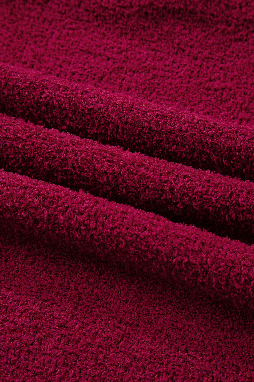 Burgundy Popcorn Mock Neck Solid Sweater