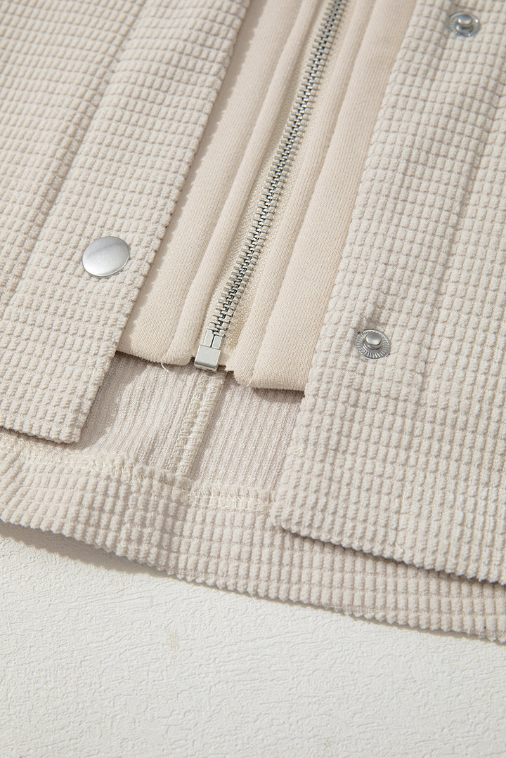Beige 2 in 1 Thermal Knit Textured Hooded Jacket