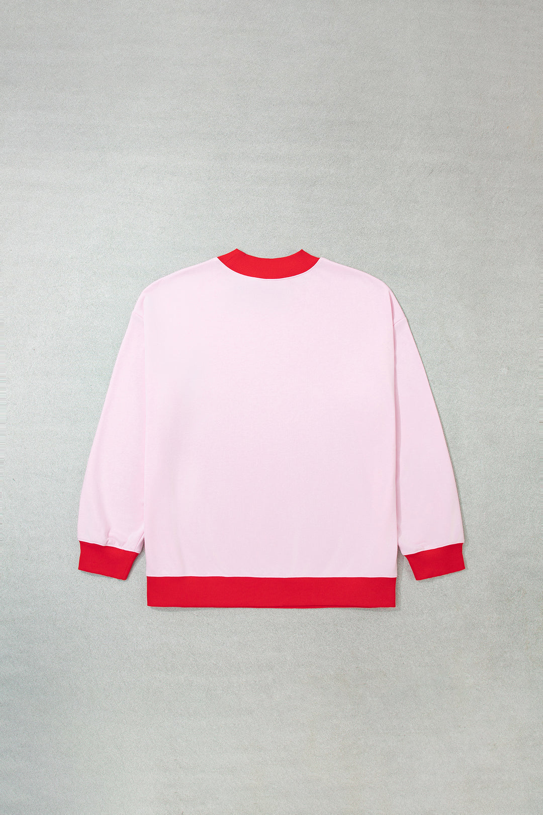 Pink Color Block Contrast Trim Plus Size Sweatshirt