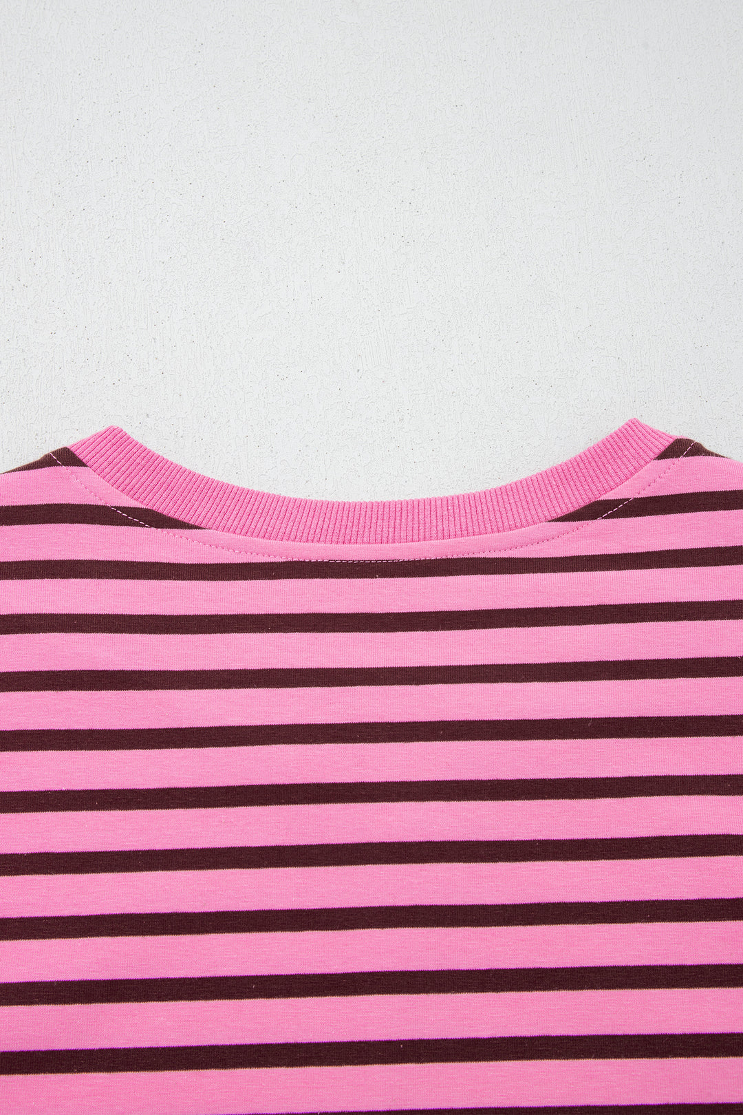 Pink Stripe V Neck Long Sleeve Drop Shoulder Blouse