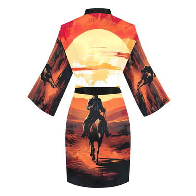 Cowboy Desert Sunset Women's Lounge Kimono Robe