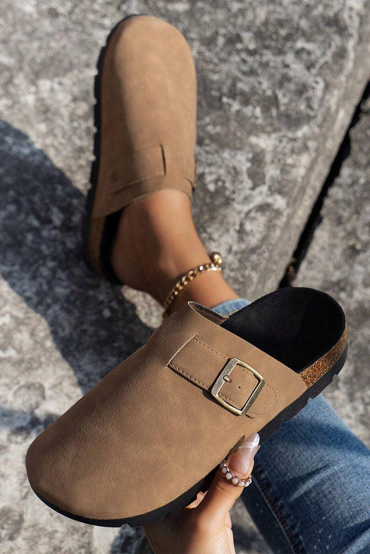 Ariyah Suede Buckle Detail Slippers