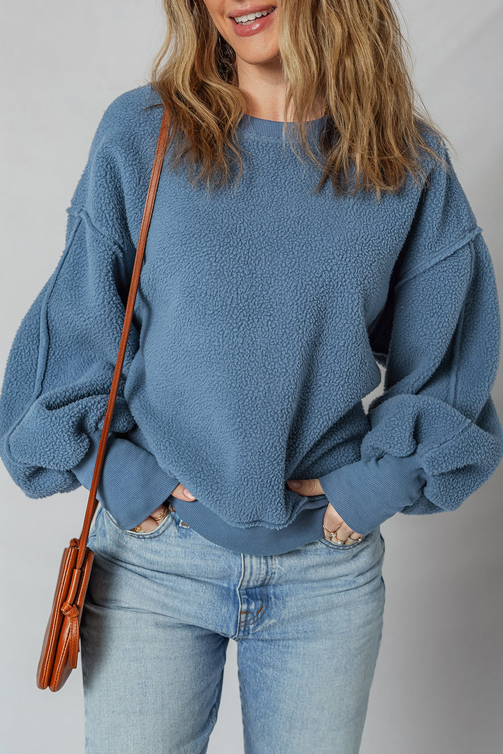 Kinsley Fleece Exposed Seam Casual Sweatshirt
