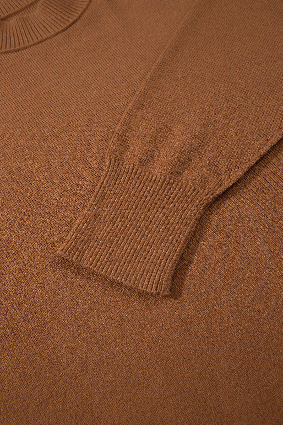 Chestnut Oversized Ribbed Knit Long Sleeve Tunic Plus Size Sweater
