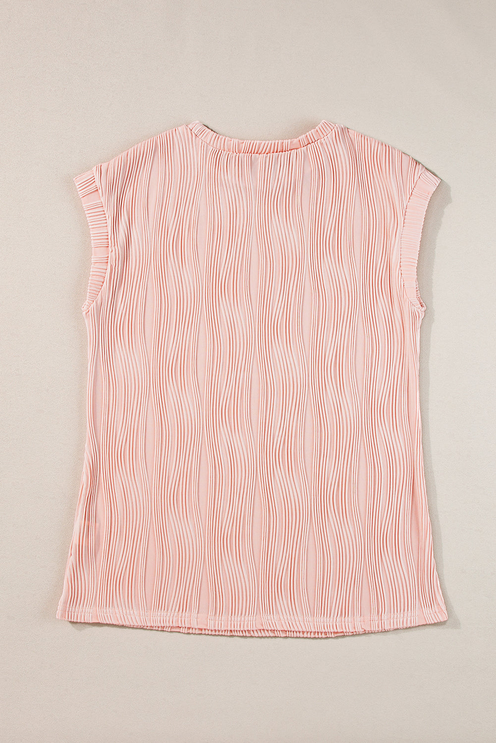 Pink Wavy Texture Cap Sleeve Top