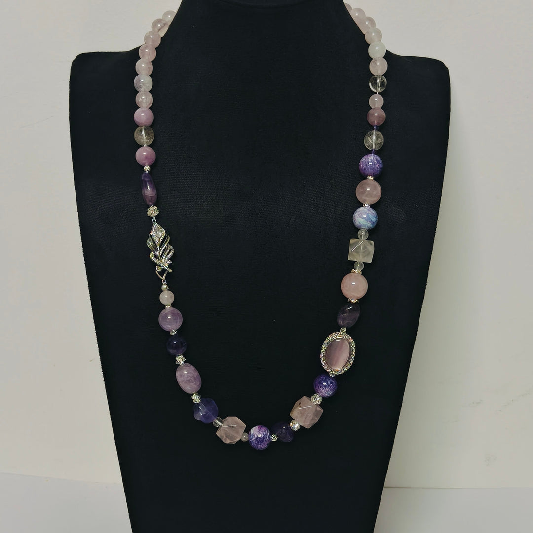 Handmade Premium Crystal Necklace |  Artisan Woven Jewelry with Alloy Accents  | Elegant Sparkling Statement Necklace for Women (MAC345)