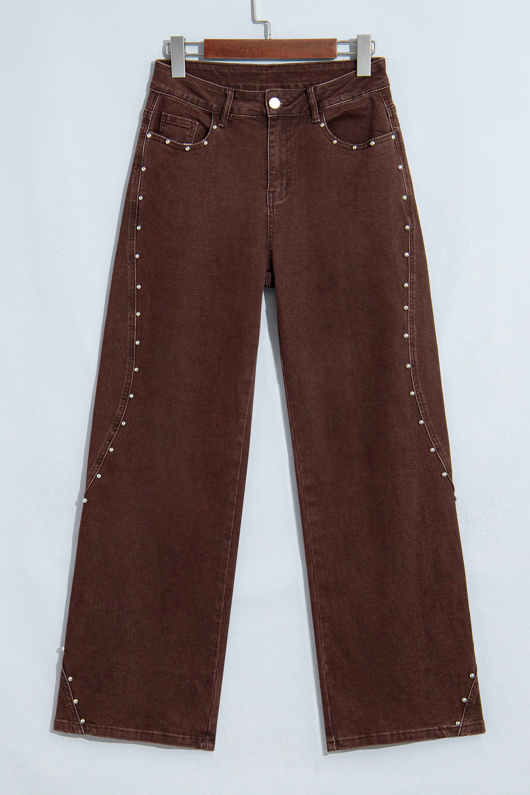 Dusk Blue Side Seam Rivet Detail Ankle Length Casual Jeans