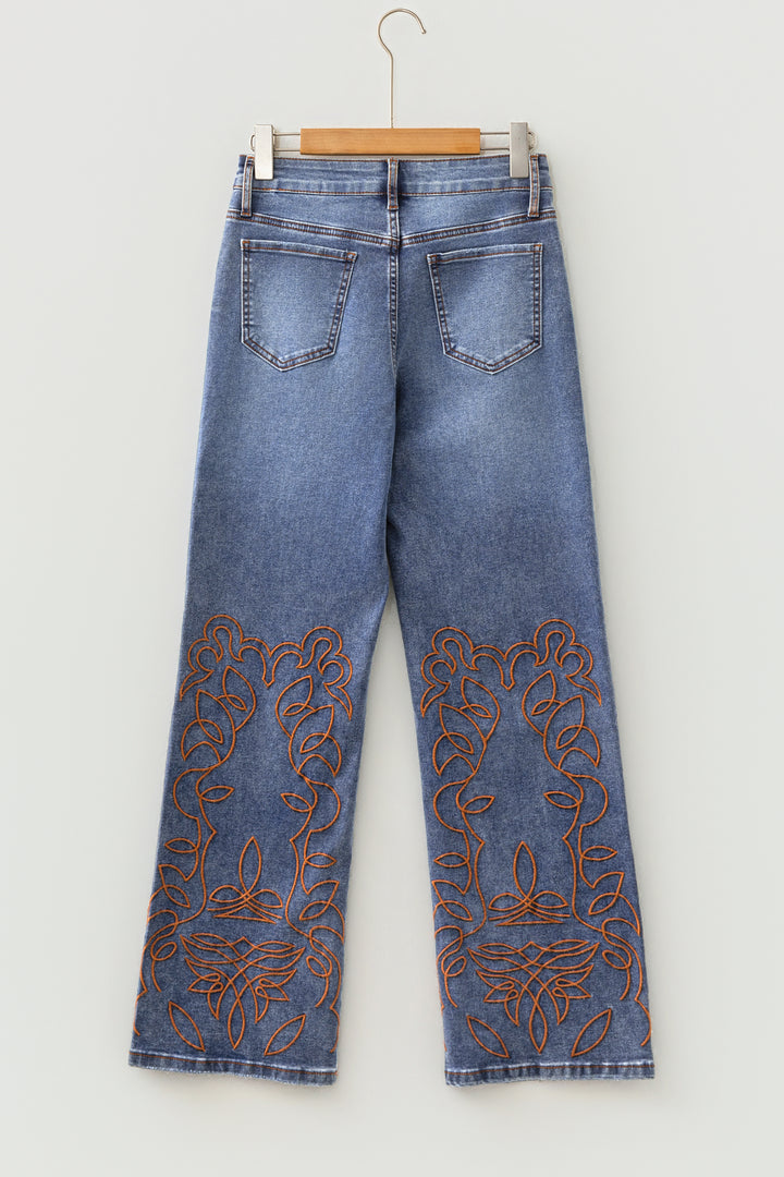 Ashleigh Blue Embroidered Flare Leg Jeans
