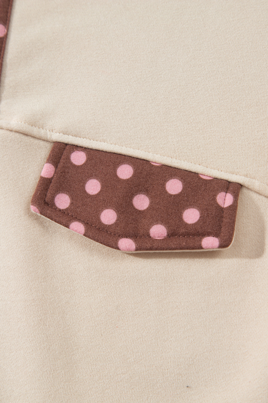 Brown Polka Dot Contrast Baggy Pullover and Elastic Waist Shorts 2pcs Set