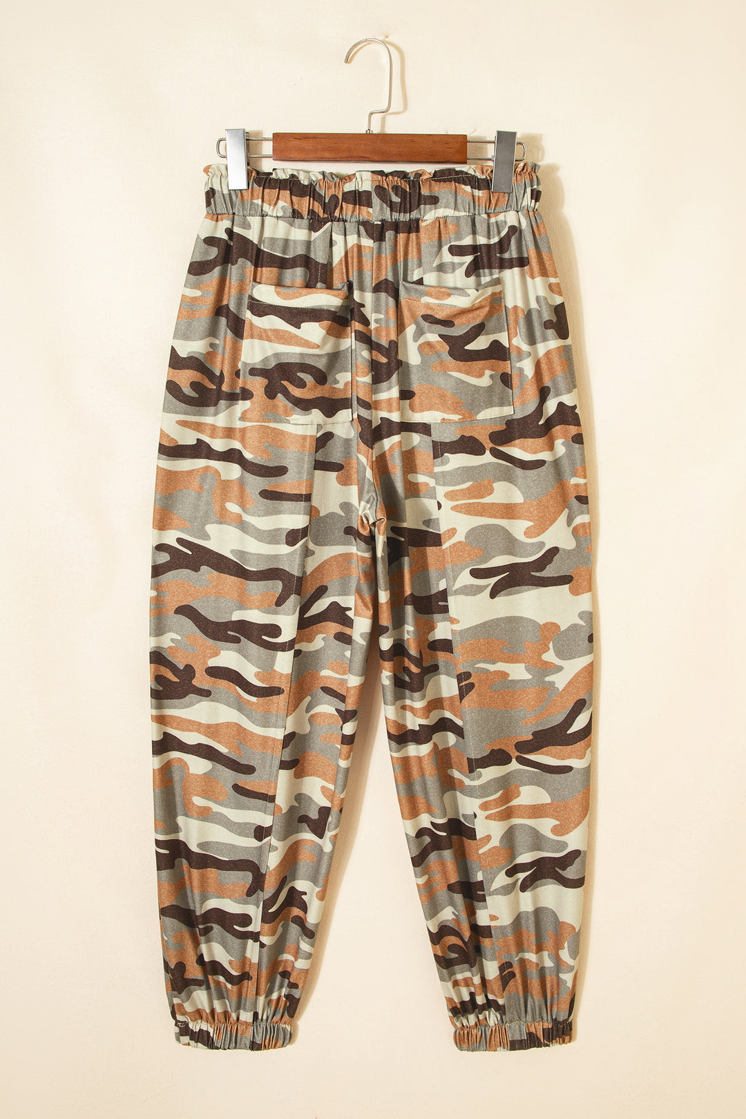 Green Camouflage Printed Drawstring Elastic Waist Jogger Pants