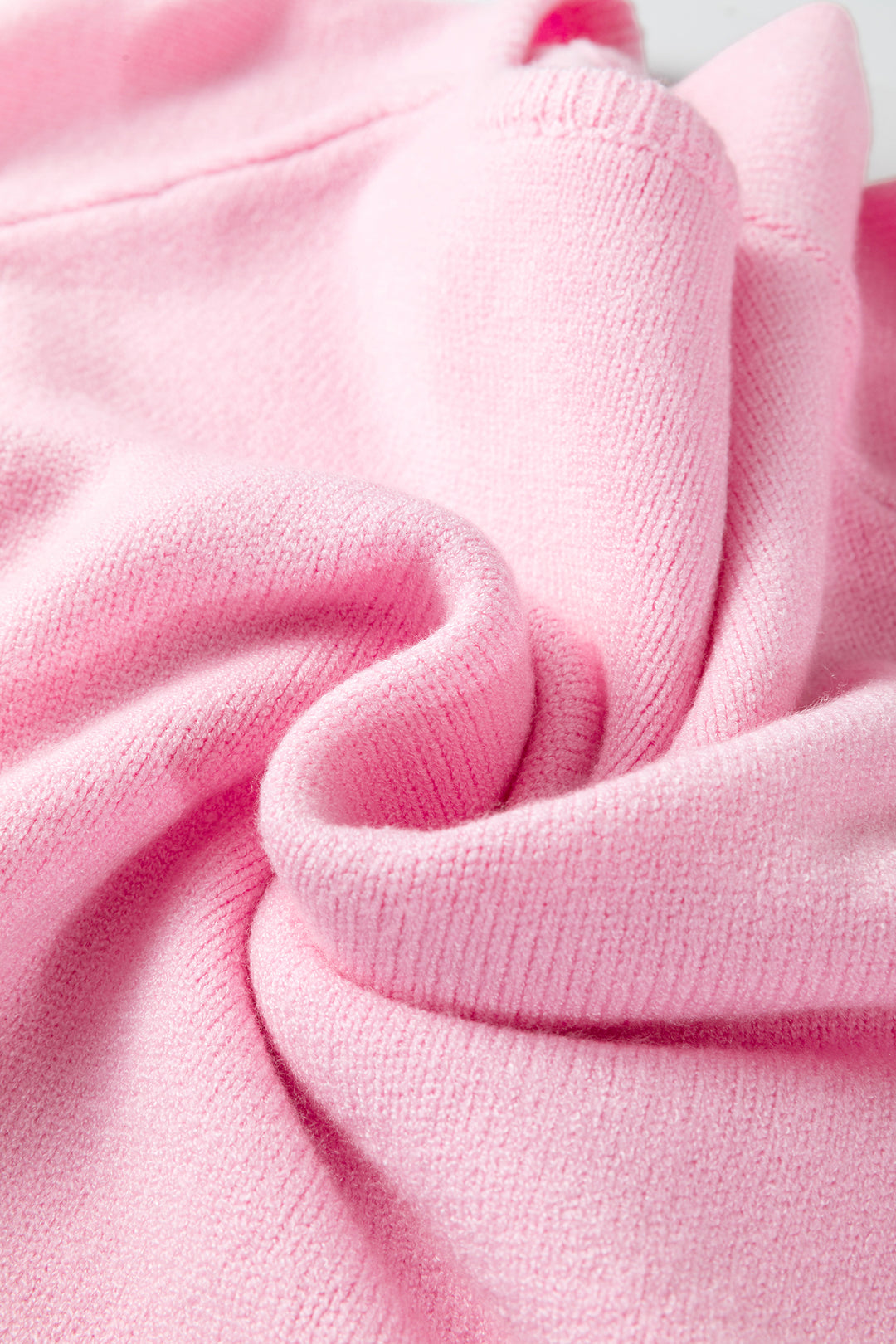 Pink Solid Color Knit Loose Bracelet Sleeve Dolman Sweater