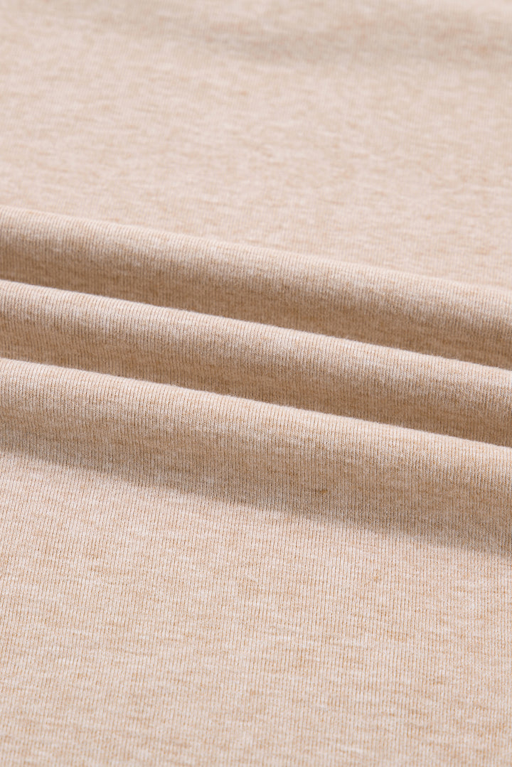 Parchment Leopard Patchwork V Neck Long Sleeve Plus Size Top