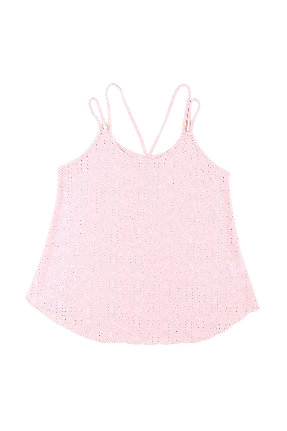 Pink Eyelet Strappy Scoop-Neck Tank Top