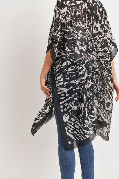 Hdf3164 - Abstract Print Open Front Kimono