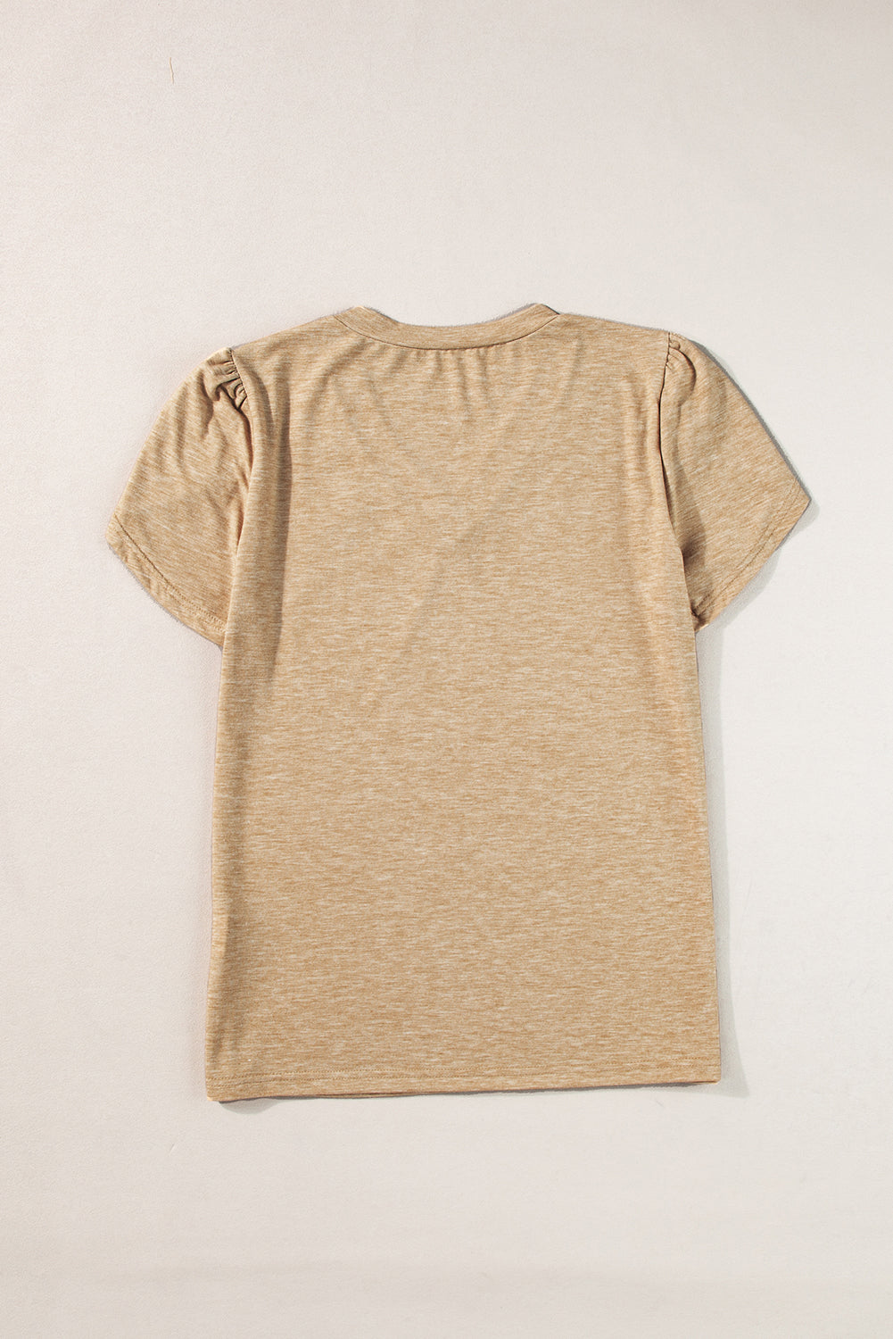 Pale Khaki Fashion Petal Sleeve V Neck T Shirt