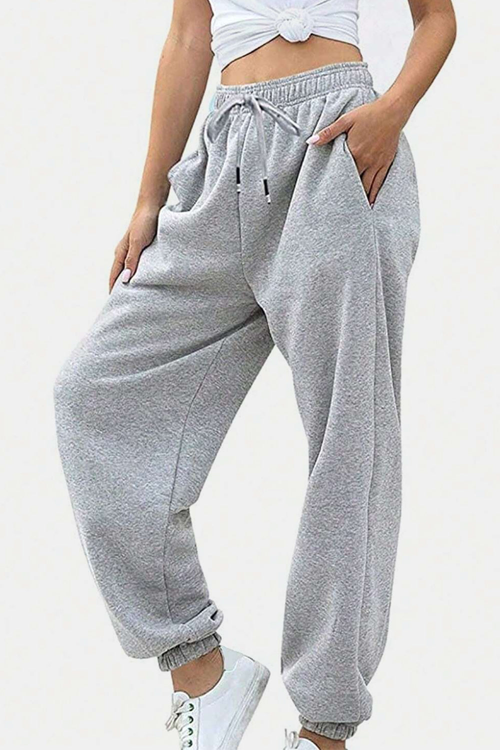 Elastic Waist Joggers with Pockets