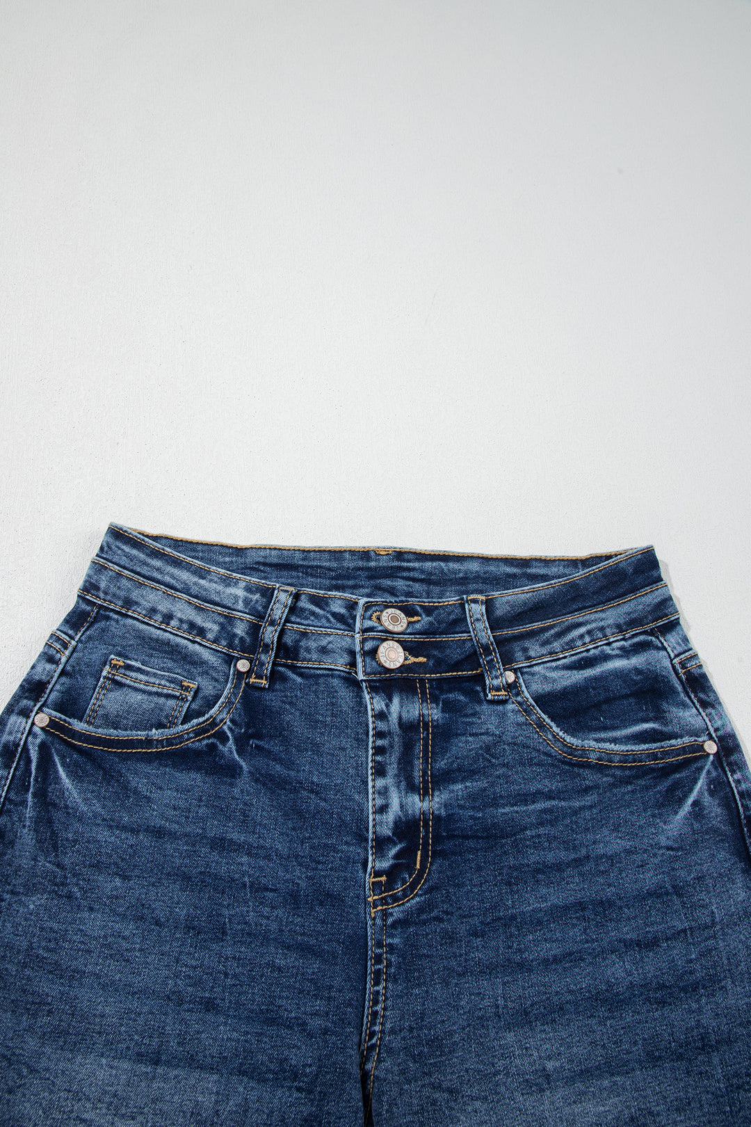 Sail Blue Acid Wash Pocket Detail Flare Jeans