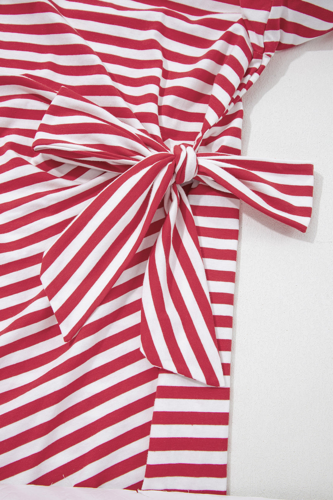 Sky Blue Stripe Nautical Tie Contrast Trim Round Neck T Shirt Mini Dress