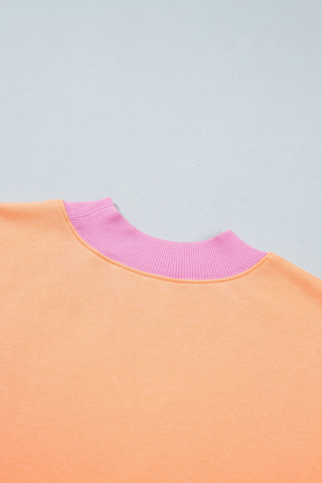 Pink Colorblock Trim Crewneck Long Sleeve Pullover Sweatshirt