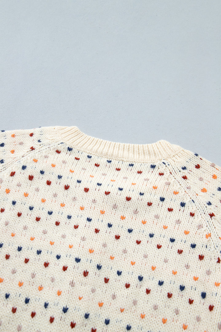 Beige Geometric Print Button Front Long Sleeve Regular Fit Cardigan