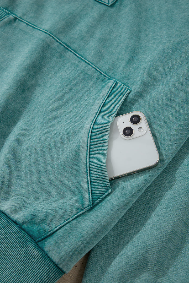 Canton Half Zip Kangaroo Pocket Mineral Wash Baggy Hoodie