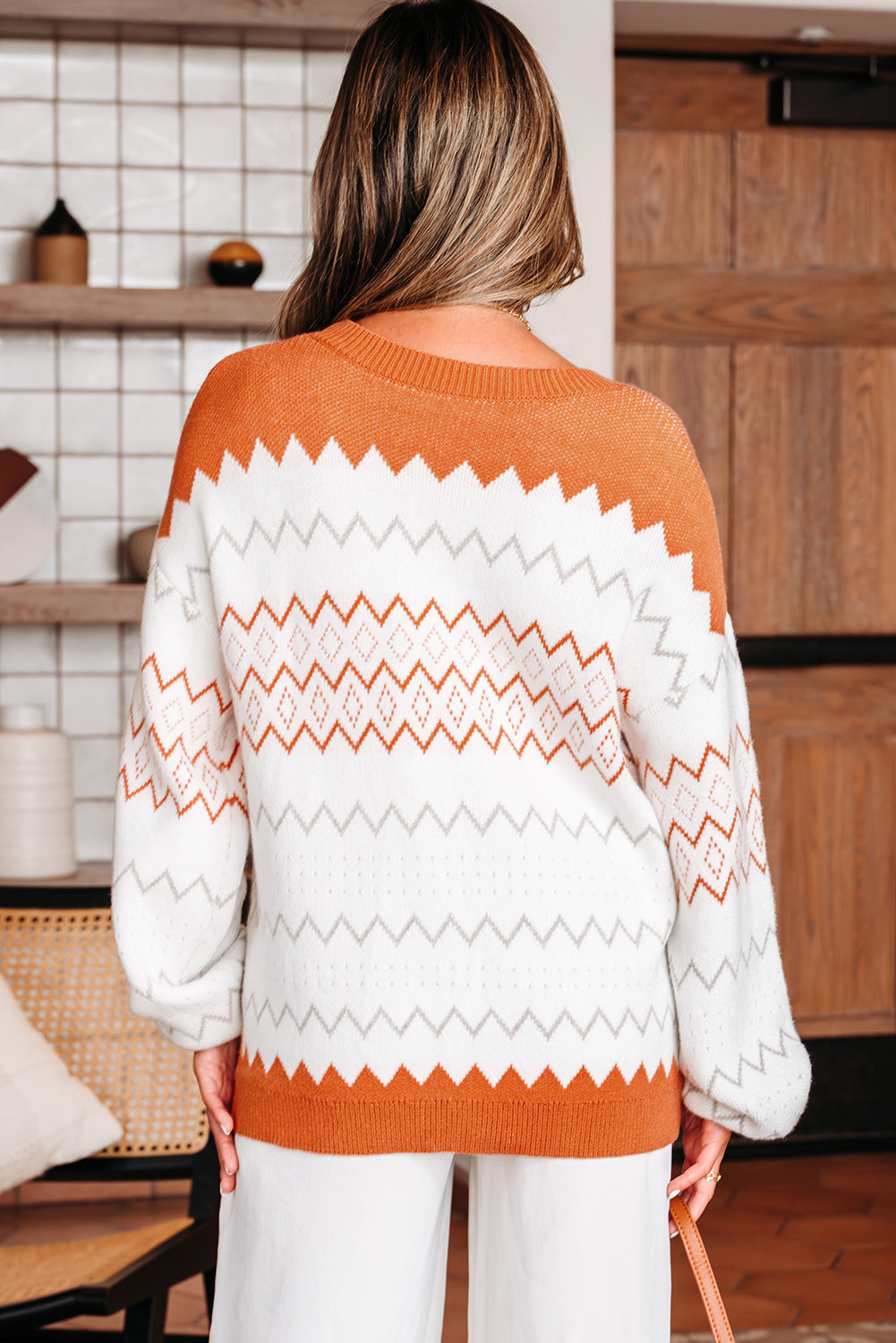 Daphne Zigzag Knitted Pullover Sweater